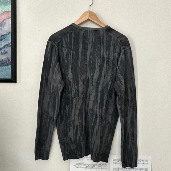 John Varvatos Charcoal and Black Crewneck Sweater